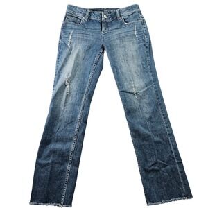 Simply‎ Vera Vera Wang Straight Leg Jeans Women's Size 4 Blue Denim Distressed